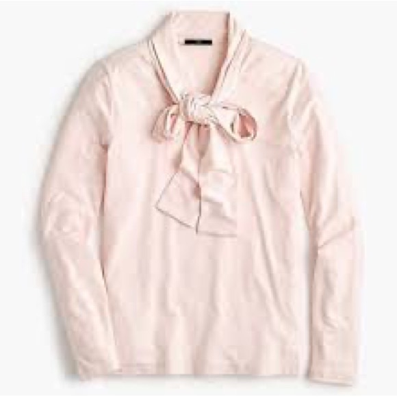 J Crew 365 NWT Stretch Blush Pink Tie Neck Blouse - Picture 5 of 10